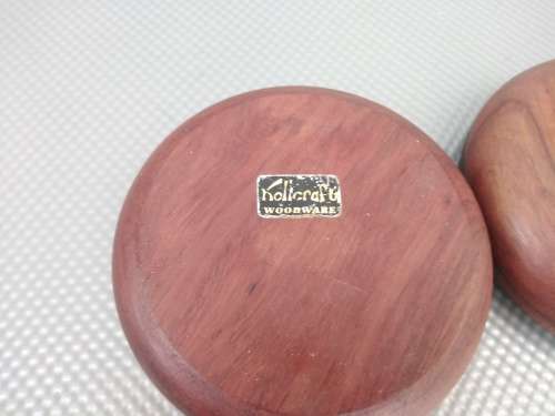 Vintage! Pair Of Hand Made Wooden Bowls 14cm.