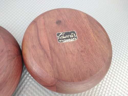 Vintage! Pair Of Hand Made Wooden Bowls 14cm.