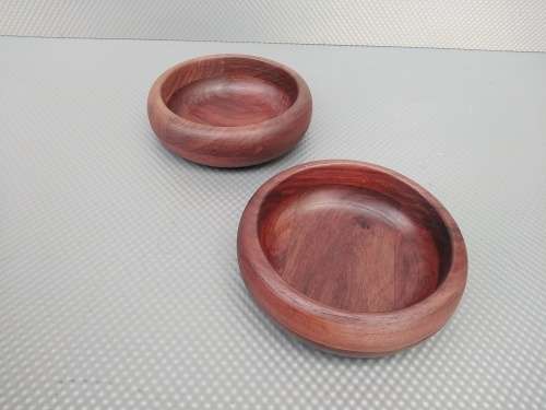Vintage! Pair Of Hand Made Wooden Bowls 14cm.