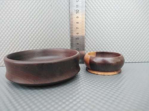 Vintage! Mixed Size Duo Of Wooden Trinket / Pin Dishes.