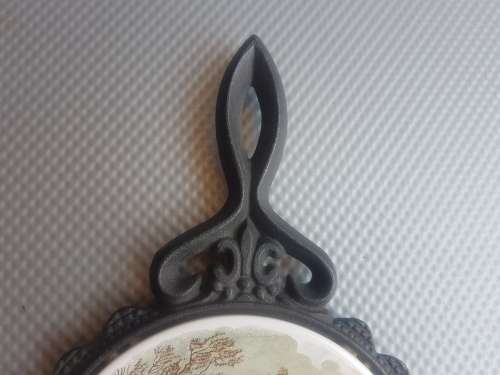 Vintage! Currier & Ives Cast Iron And Ceramic Trivets.