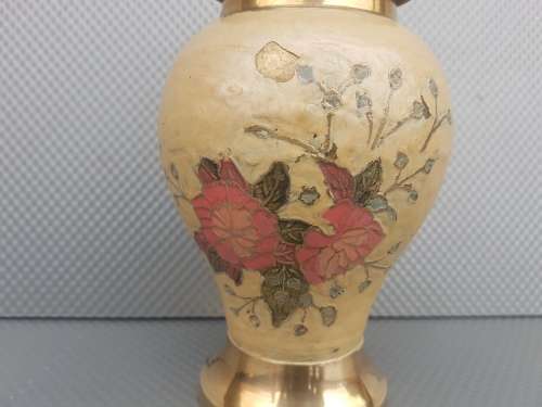 Vintage! Pair Of Solid Brass Floral Urns From India.