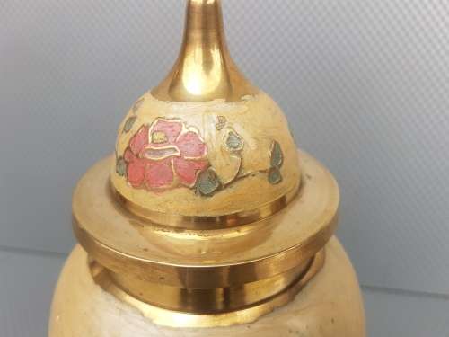 Vintage! Pair Of Solid Brass Floral Urns From India.