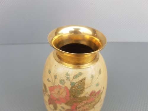 Vintage! Pair Of Solid Brass Floral Urns From India.