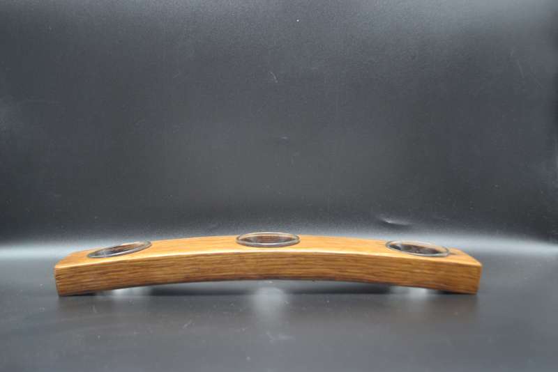 Vintage! 3 Division Tea Light Wood & Glass Candle Holder.