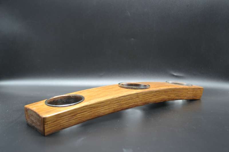 Vintage! 3 Division Tea Light Wood & Glass Candle Holder.
