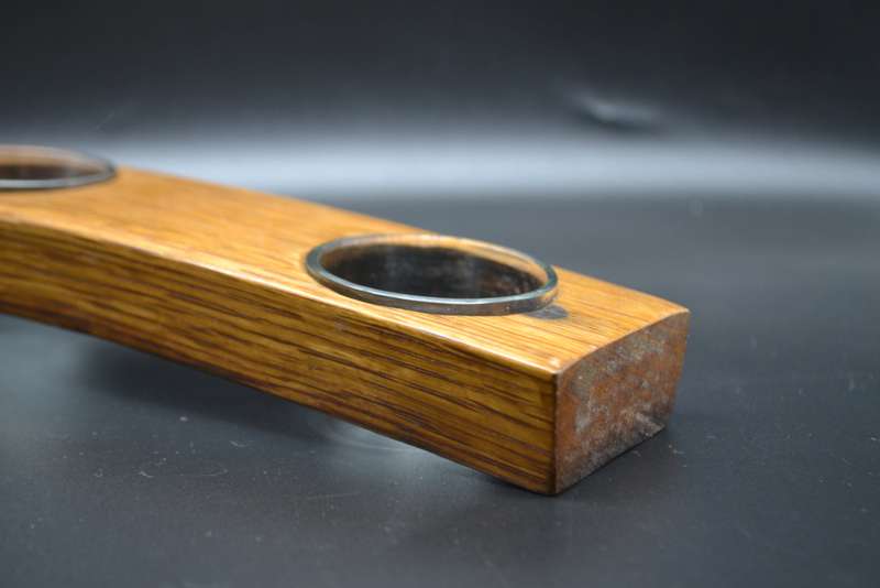 Vintage! 3 Division Tea Light Wood & Glass Candle Holder.