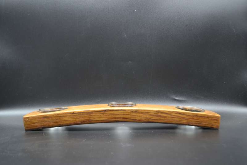 Vintage! 3 Division Tea Light Wood & Glass Candle Holder.