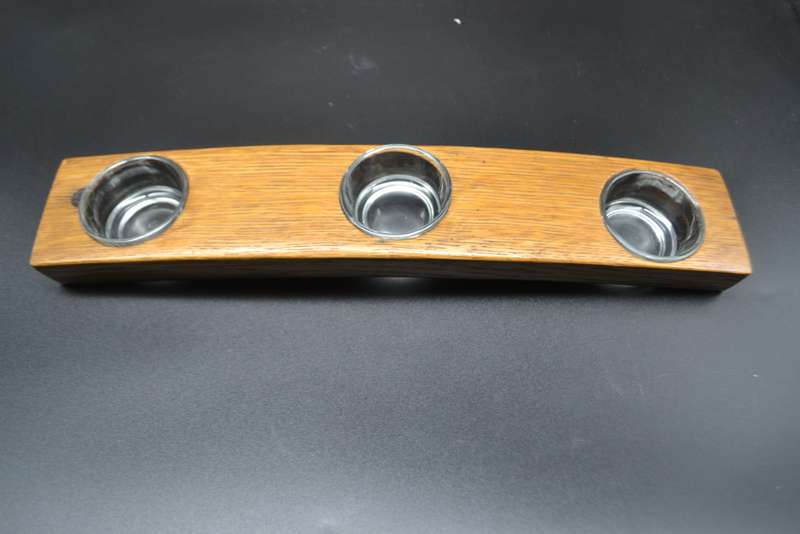 Vintage! 3 Division Tea Light Wood & Glass Candle Holder.