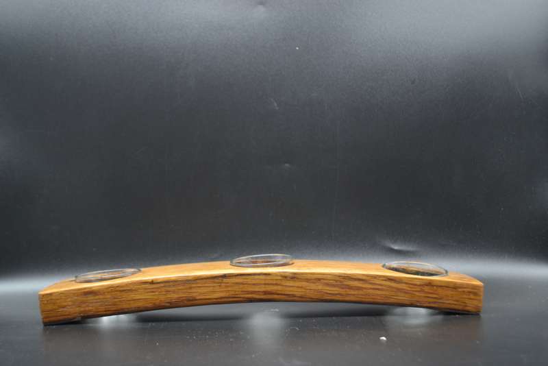Vintage! 3 Division Tea Light Wood & Glass Candle Holder.