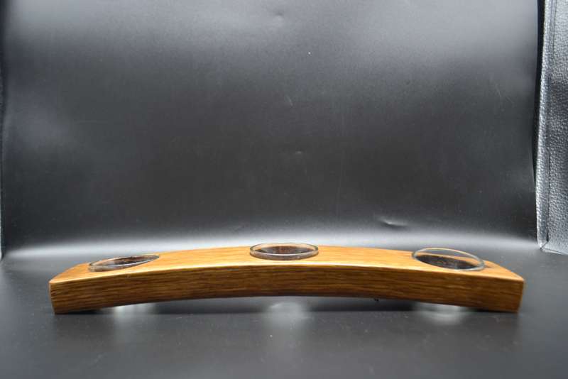 Vintage! 3 Division Tea Light Wood & Glass Candle Holder.
