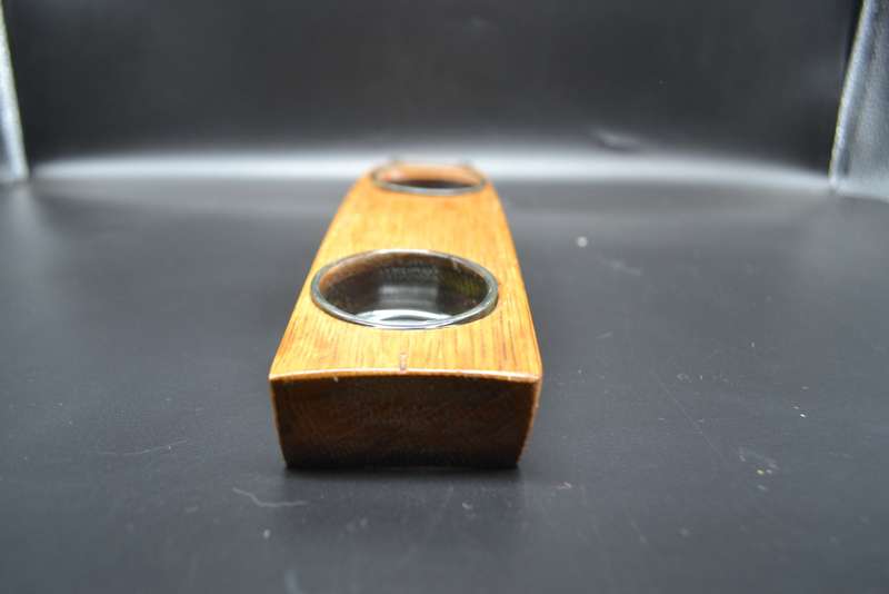 Vintage! 3 Division Tea Light Wood & Glass Candle Holder.