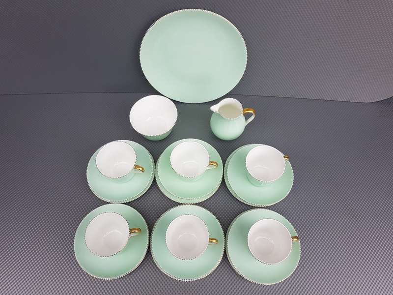 Vintage! Wedgwood China Aqua / Mint Green Tea Set.