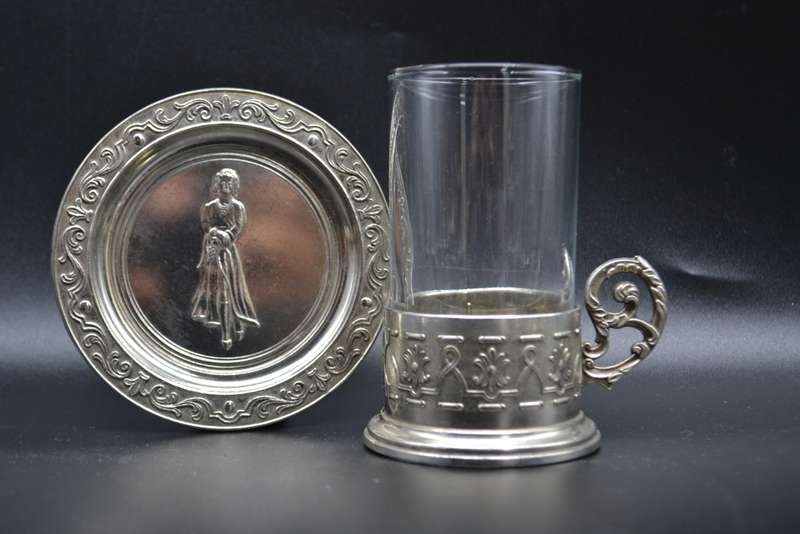 Antique! Italian Silver Plated Tea/Coffee Glass Holder Set (1.42kg)