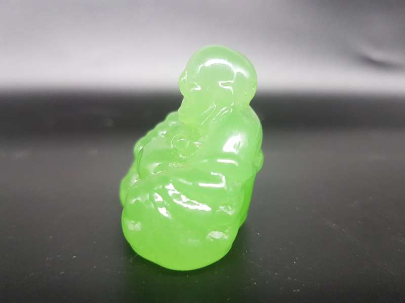 Vintage! Jadeite Green Faux Jade Happy Buddha Statue Figurine.