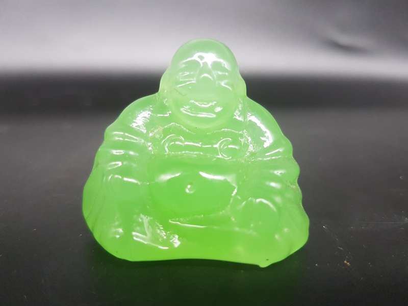 Vintage! Jadeite Green Faux Jade Happy Buddha Statue Figurine.