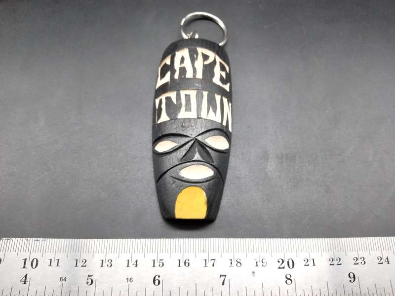 Africa Tribal Souvenir Keyring - Cape Town Wood Sculpted Mask Keychain (5 AVAILABLE - BID PER ITEM)