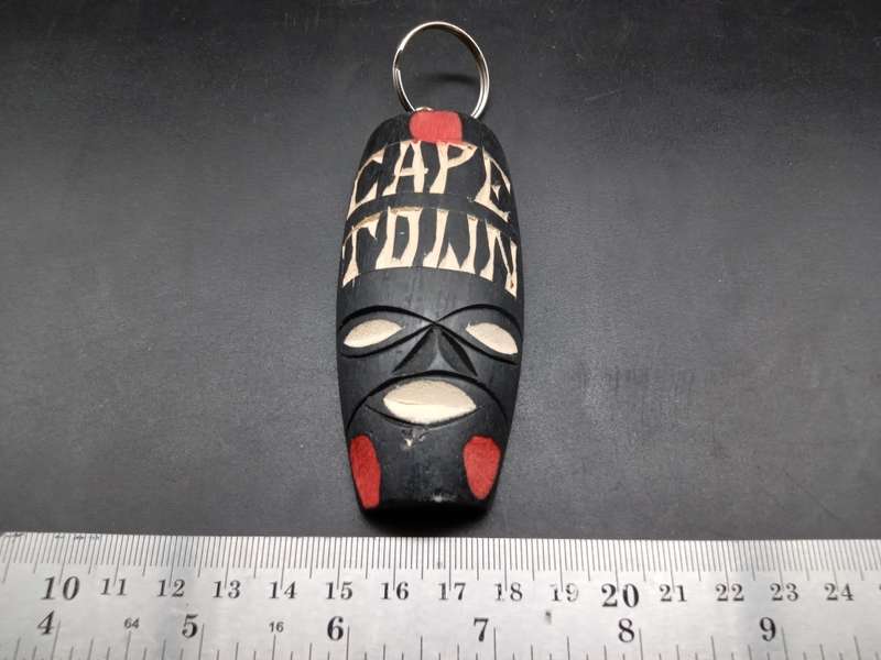 Africa Tribal Souvenir Keyring - Cape Town Wood Sculpted Mask Keychain (5 AVAILABLE - BID PER ITEM)