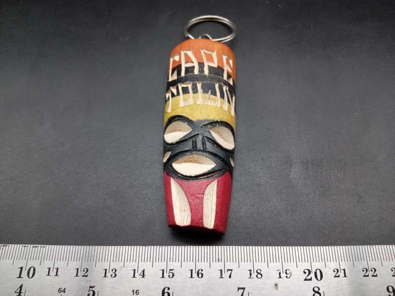 Africa Tribal Souvenir Keyring - Cape Town Wood Sculpted Mask Keychain (5 AVAILABLE - BID PER ITEM)