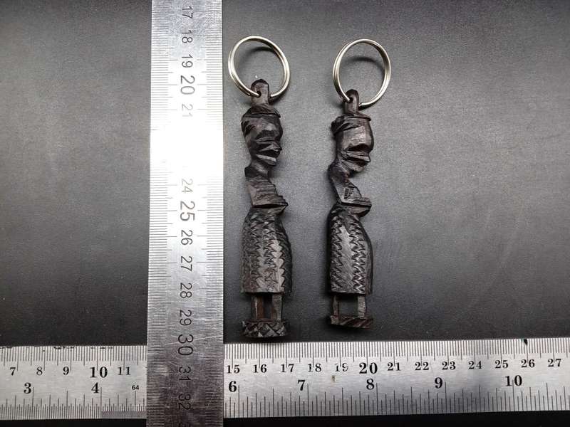 African Tribal Keyring - Wood Sculpted Lady (2 AVAILABLE - BID PER ITEM)
