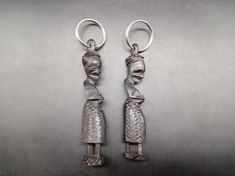 African Tribal Keyring - Wood Sculpted Lady (2 AVAILABLE - BID PER ITEM)