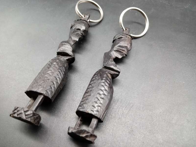 African Tribal Keyring - Wood Sculpted Lady (2 AVAILABLE - BID PER ITEM)