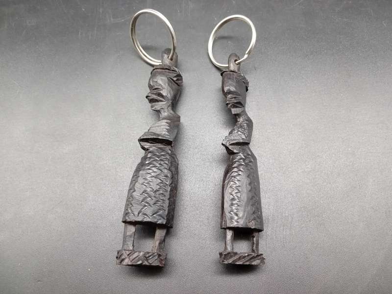 African Tribal Keyring - Wood Sculpted Lady (2 AVAILABLE - BID PER ITEM)