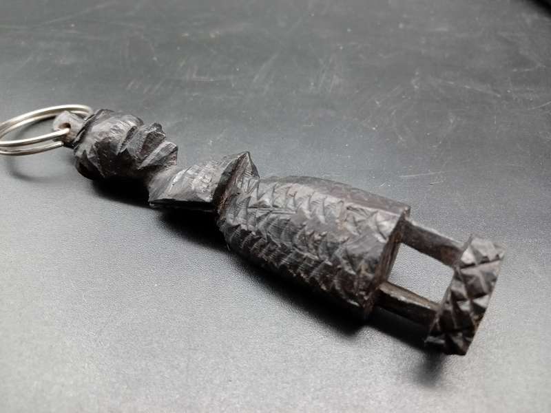 African Tribal Keyring - Wood Sculpted Lady (2 AVAILABLE - BID PER ITEM)