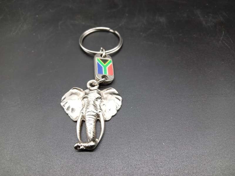 South African Keyrings - Big Five Animal with South African Flag (3 AVAILABLE - BID PER ITEM)