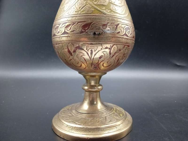 Vintage! Hand Etched Brass Bud Vase.