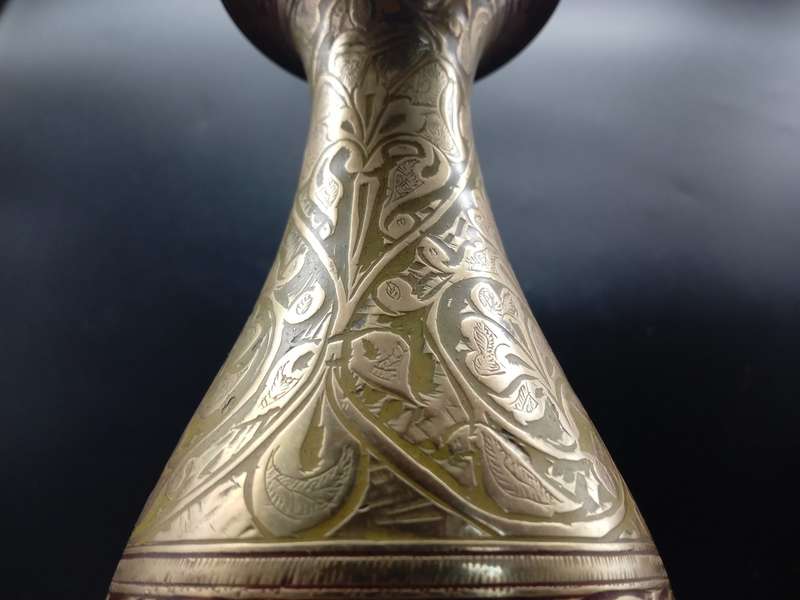 Vintage! Hand Etched Brass Bud Vase.