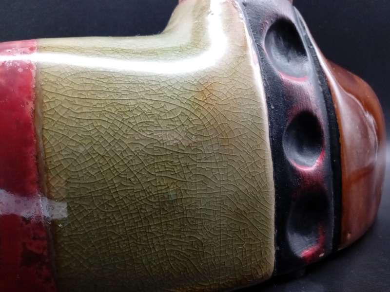 Vintage! Handmade Autumn Toned Ceramic Flower Holder.