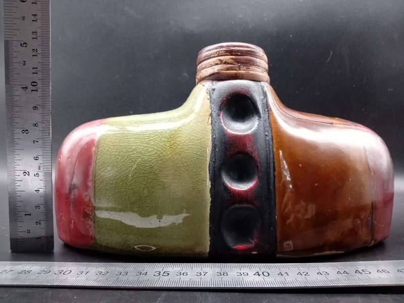 Vintage! Handmade Autumn Toned Ceramic Flower Holder.