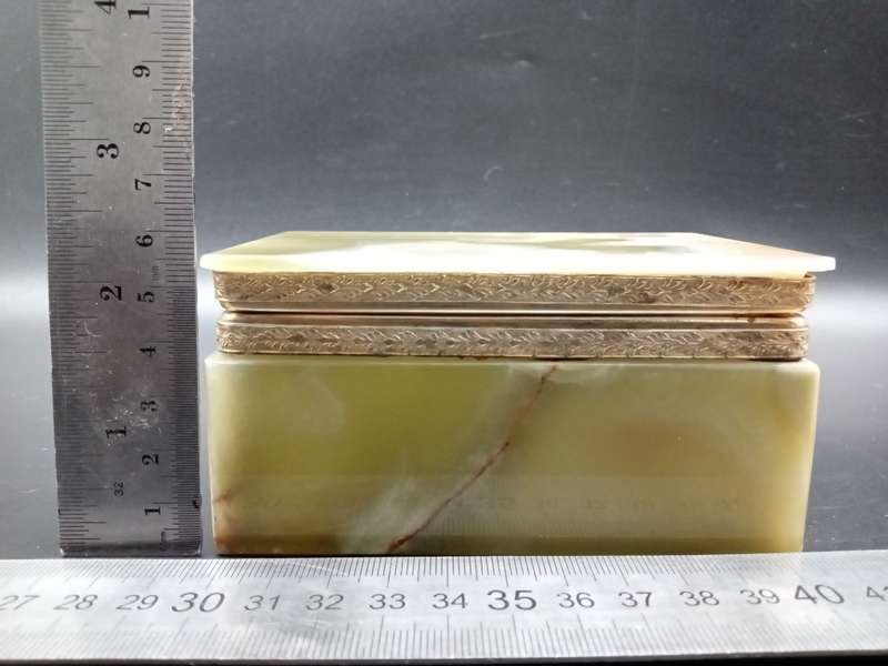Vintage! Italian - Rectangular Alabaster Marble Jewelry Box.