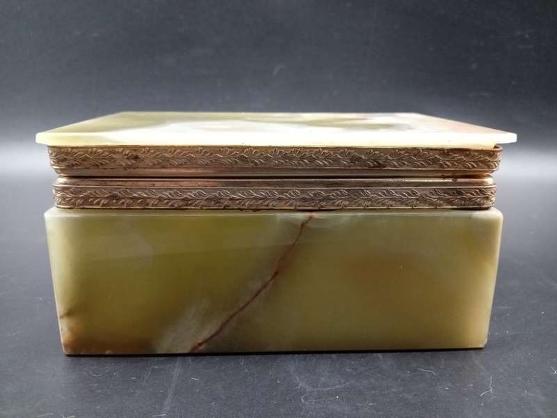 Vintage! Italian - Rectangular Alabaster Marble Jewelry Box.