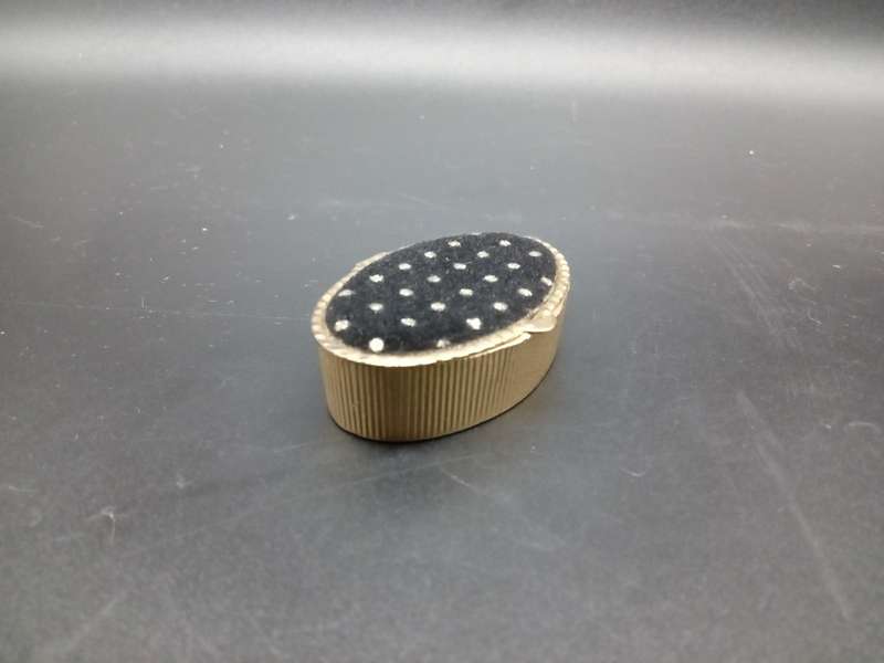 Vintage! Hinged Gold Toned Metal Trinket Pill Box.