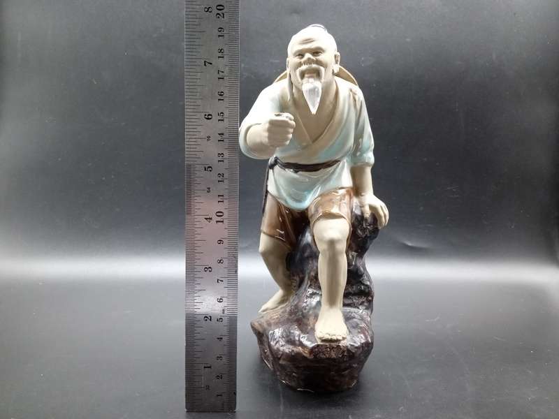 Vintage! Large Shiwan Chinese Mudman Figurine Fisherman.