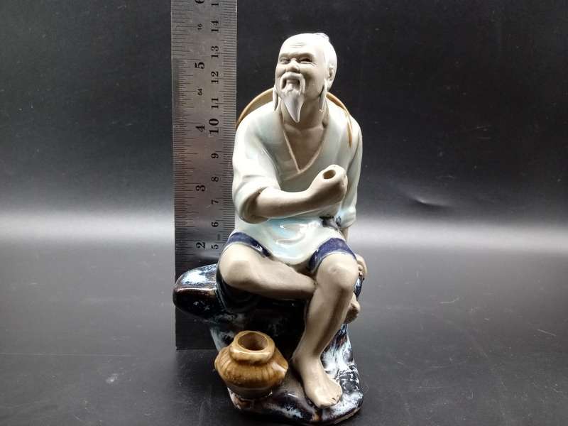 Vintage! Shiwan Chinese Mudman Figurine Fisherman.
