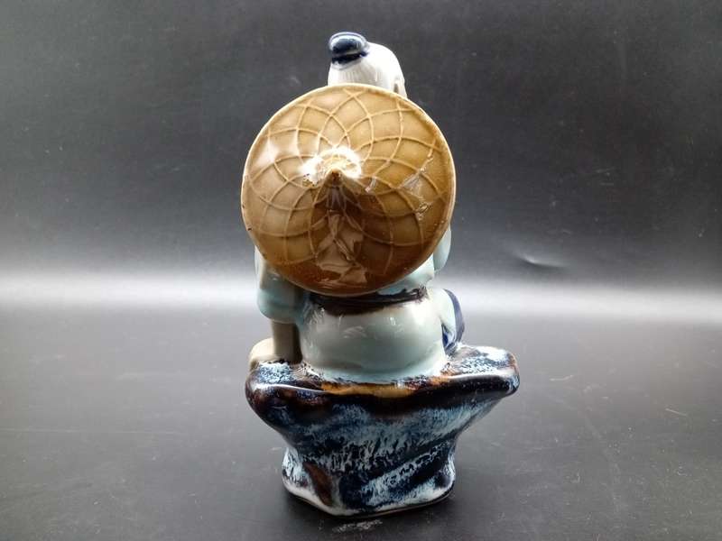 Vintage! Shiwan Chinese Mudman Figurine Fisherman.