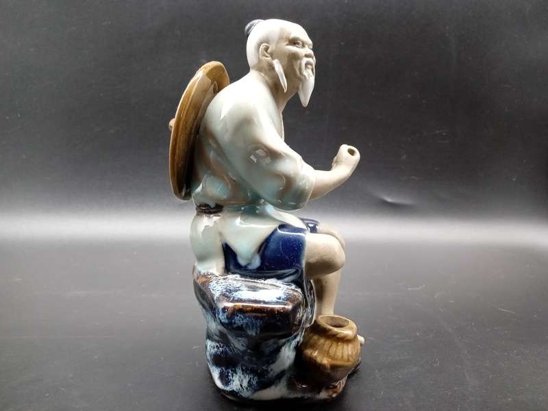 Vintage! Shiwan Chinese Mudman Figurine Fisherman.