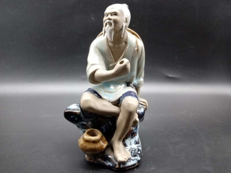 Vintage! Shiwan Chinese Mudman Figurine Fisherman.