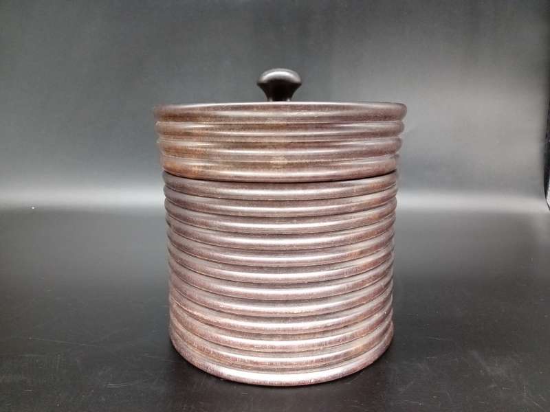 Vintage! Scalloped Turned wood - Lidded Canister / Jar- Treenware
