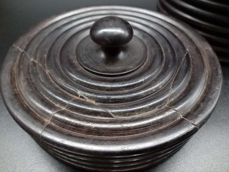 Vintage! Scalloped Turned wood - Lidded Canister / Jar- Treenware