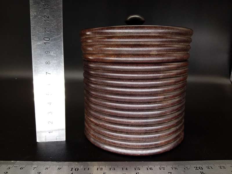 Vintage! Scalloped Turned wood - Lidded Canister / Jar- Treenware