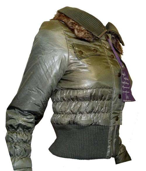 Military Inspired Padded Jacket - Faux Fur Collar (Size Small)