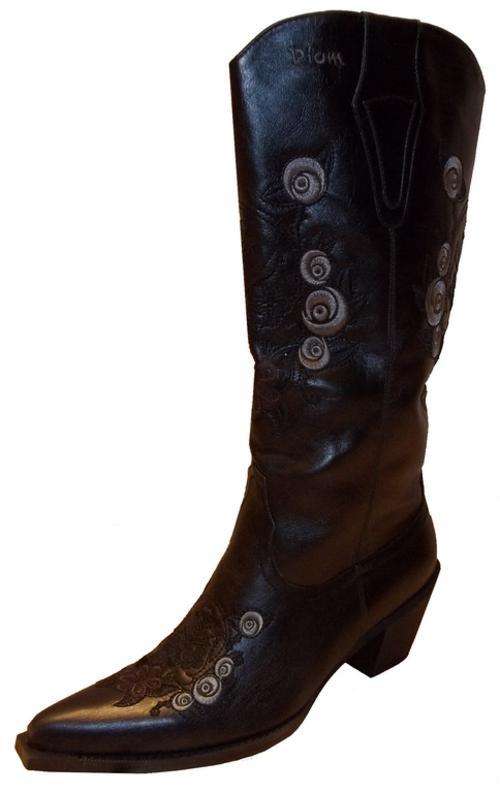 Plum Delicious Rilla Cowboy Boots - Black (Size 7)