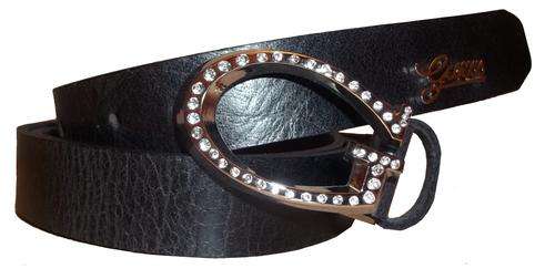 Guess Black Distressed Leather Belt (Size Medium)