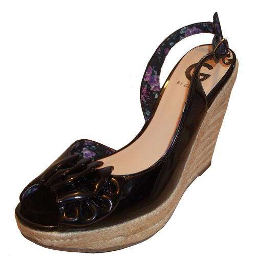 Guess Black Patent Sling Back Wedges (Size 6)