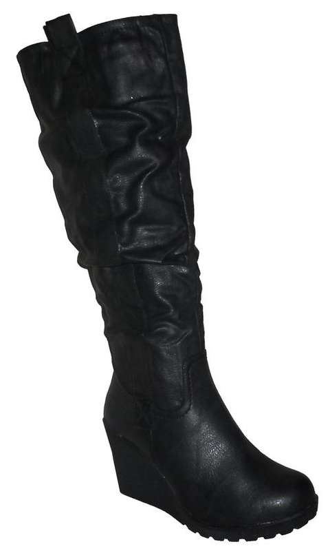Slouch Wedge Boots (Size 8)