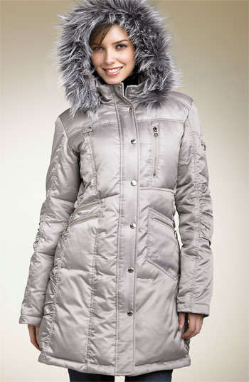 Guess Puffer Coat (Removable Faux Fur Hood) - Size Small